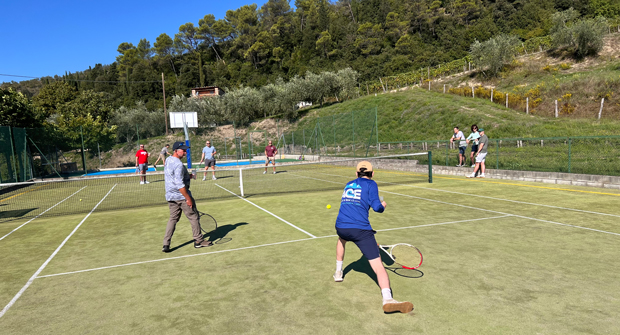 Want to know a good way to shake off the jet lag from traveling from the U.S. to the Estate of Petroio? A day one tradition called “Prosecco tennis.” The rules are simple — tennis racket in one hand, glass of prosecco in the other. Keep the ball in play! (Photo: LM staff)