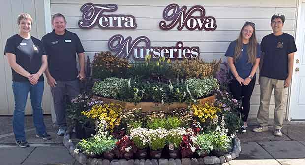 (Left to Right) Libby Smith, Larry Finley, Courtney Thompson, and Kevin Chen, a few of Terra Nova Nurseries’ staff members. (Photo: Terra Nova Nurseries)