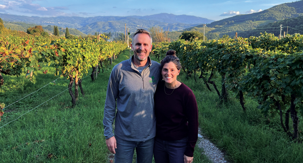 Got your Christmas card photo!: Seth nabbed this photo of Nate and Jaime Jensen, Jensen Gardens, as they enjoyed a beautiful sunset in the mountains of Tuscany. (Photo: LM staff)
