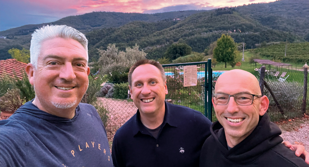 Another day well spent: Jones didn’t want this sunset to pass by without a photo with Aaron Zych and Bob Marks. (Photo: LM staff)