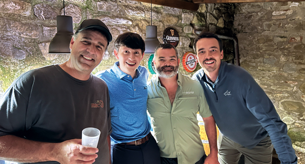 Some Americans in the American bar: From left to right are Tom Groh, Minnesota Sodding Co., Paul Myers, McFarlin Stanford, Garrett Matthews, Matthews Landscape, and Sam Rankin, Etch Outdoor Solutions. (Photo: LM staff)