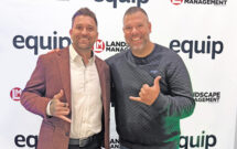 Hang loose! Justin White, (left) CEO of K&D Landscaping in Watsonville, Calif., and Sam Gembel, CEO of Atlas Outdoor in Flint, Mich., were feeling good following Gembel’s hour-long class at Equip Expo, part of the education presented by Landscape Management in Louisville. (Photo: LM staff)
