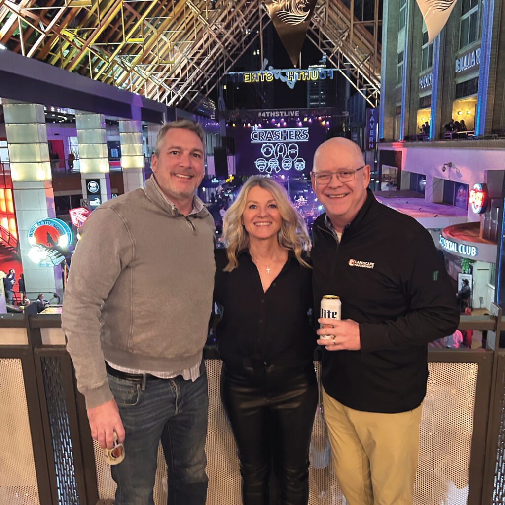 3Party crashers This trio is never late for a Crashers concert, the cover band that performs regularly at Equip Expo. MacGregor and LM Editor-in-Chief Scott Hollister are joined by their concert buddy, Lynette Von Minden with Swanson Russell. (Photo: LM staff)