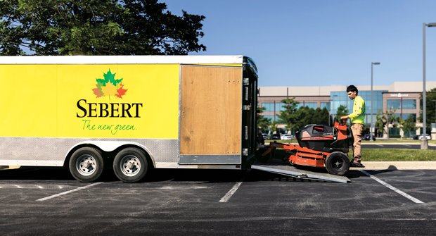 Four of Sebert Landscape’s nine branches have converted to electric equipment, with a fifth set to switch in 2026. (Photo: Sebert Landscape)