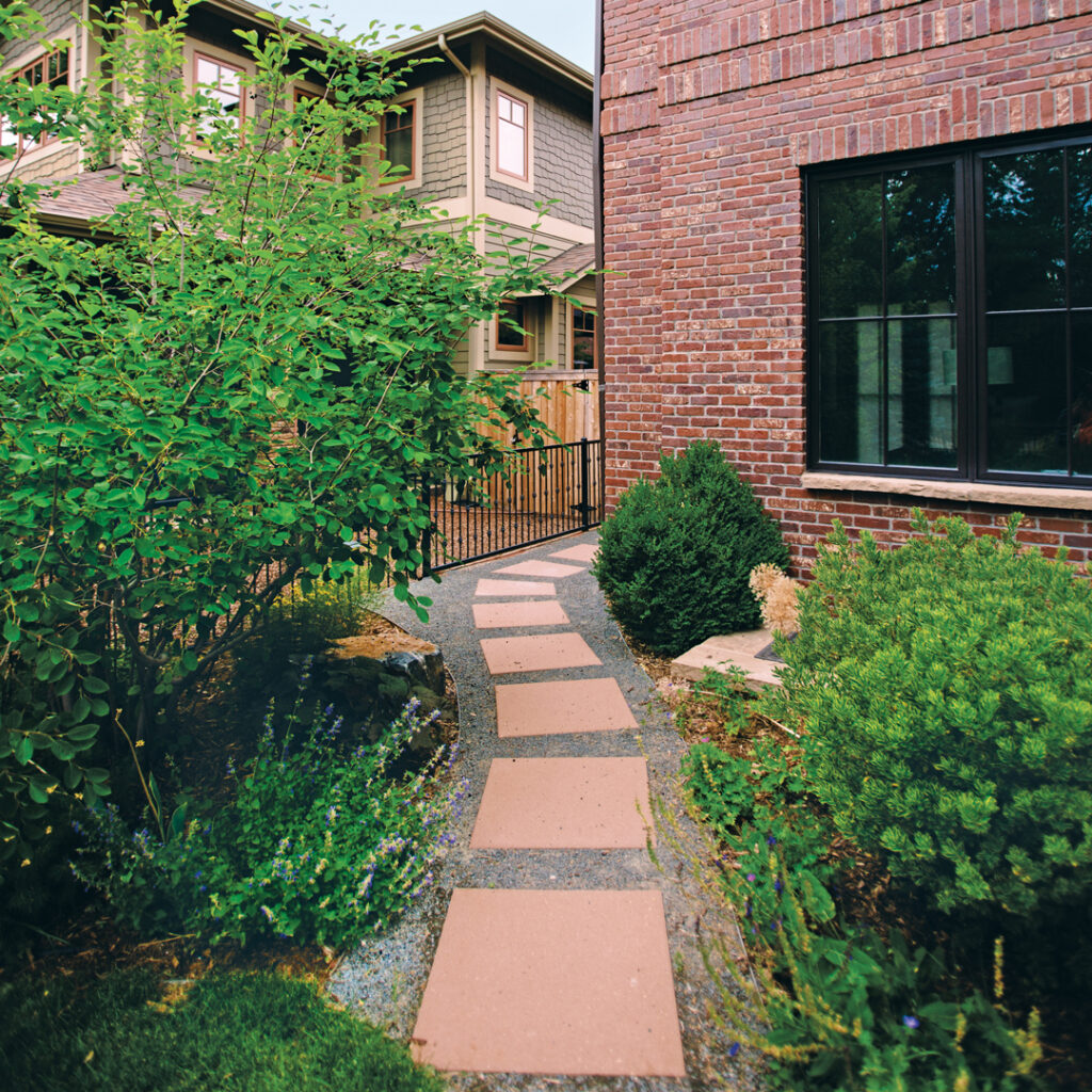 Pathway through landscaped garden area