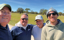 Fantastic foursome: (From left) LM’s Jones and Jim Cummins, national sales manager, made a trek to Sarasota, Fla., for a round of golf with the team from Numerator Technologies. The pair are pictured with Numerator’s Jim Turner and Carlyle Merring, the superintendent at Sara Bay Country Club. (Photo: LM staff)