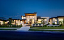 With the property’s harsh angular lines, the goal was to soften them with plant material, including specialty specimen trees that offered flow and smoother edges. (Photo: Dave Koch at R\E Media Utah)