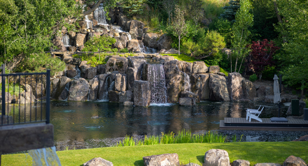 Sunline continues to maintain the property. The design team also coordinates with a trusted partner to manage the water feature so it remains balanced and fully functional. (Photo: Dave Koch at R\E Media Utah)