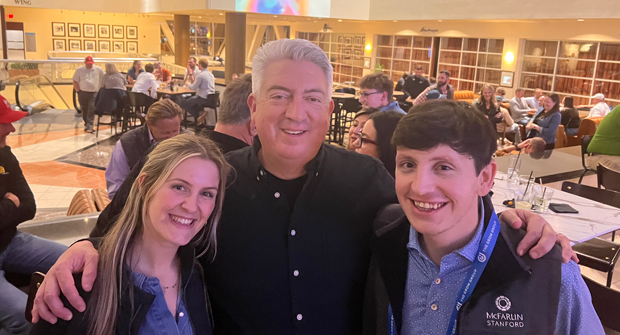 Pleased to meet you!: Jones has known Paul Myers (right), McFarlin Stanford, for a while now, but he just recently got to meet his girlfriend, MJ O’Toole, McFarlin Stanford, at GROW! 2026. (Photo: LM staff)