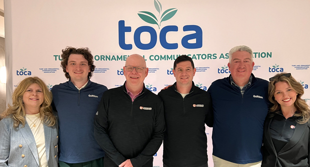 A home game: Since LM’s parent company, North Coast Media, is based in Cleveland, several LM staff members joined the fun at the TOCA Annual Meeting, including (from left) Tracey Walker, Will Coughlin, Hollister, Jake Goodman, Jones and Payton Szymczak. (Photo: LM staff)
