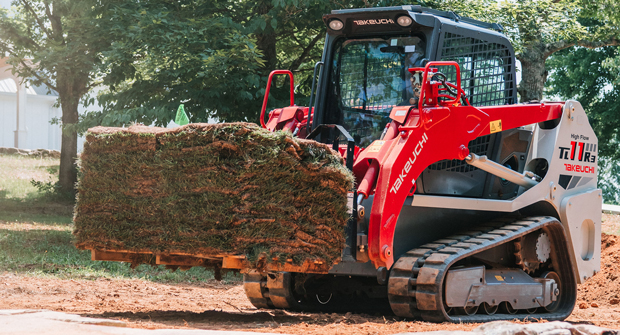 The Takeuchi TL11R3 compact track loader is well-suited for handling pallets of sod. (Photo: Takeuchi)